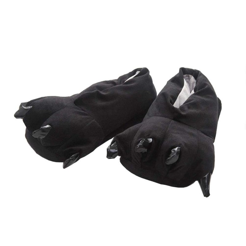 AISHNE Adult Cute Plush Animal Paw Slippers Fuzzy Warm House Shoes Black M - Image 4